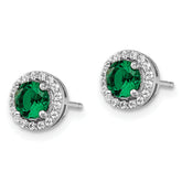 Sophia Jewelers Sterling Silver CZ Halo Earrings with Green Accents